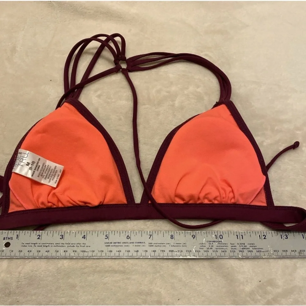 Time and Tru Burgundy Floral Bikini Top